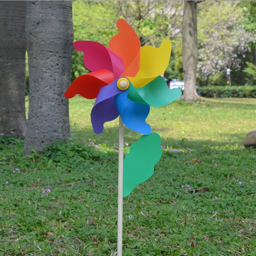 Regenboog Kleuren Pinwheels Hout Wand Wind Mills Voor De Outdoor Yard Decoratie