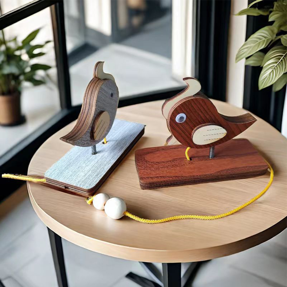 Campana de puerta de pájaro carpintero de madera con cuerda de tracción Manual, aldaba de pájaro carpintero, timbre de Animal hecho a mano , bricolaje, decoración artística del hogar