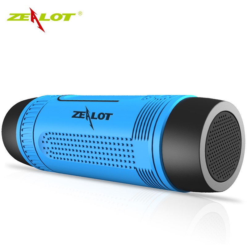Ijveraar S1 Bluetooth Speaker Outdoor Fiets Draagbare Subwoofer Bass Draadloze Kolom Fm Radio Power Bank + Zaklamp: Blauw