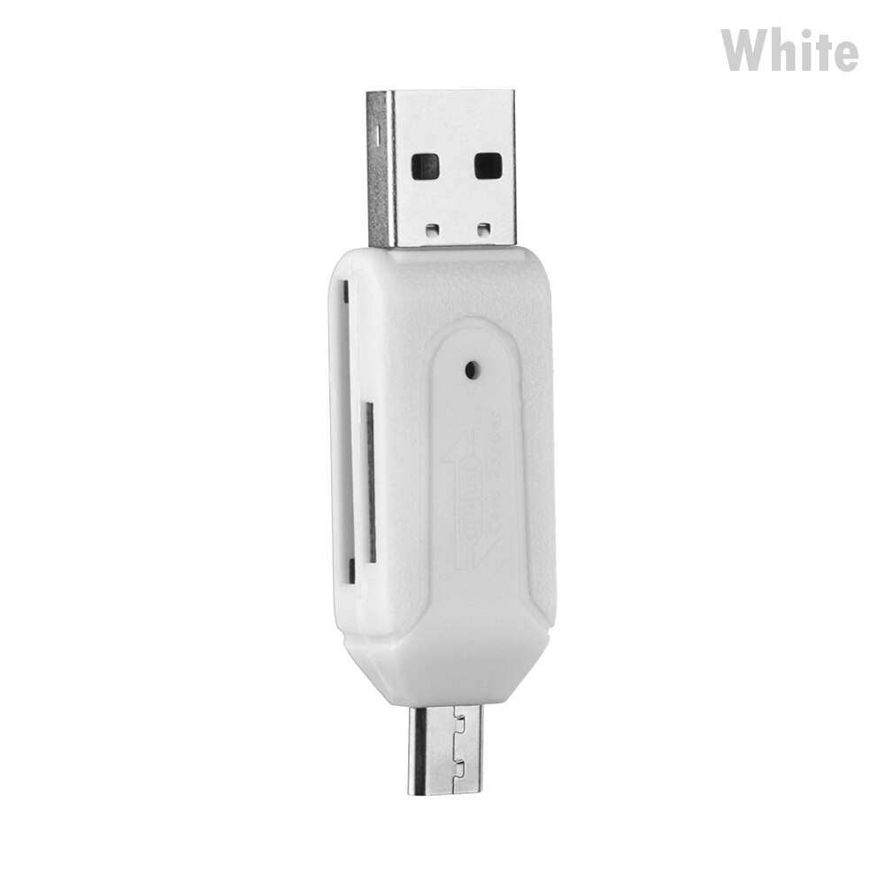 1PC 2 in1 Type-C & USB OTG Memory Card Reader Universal Micro USB TF/SD Card Reader Phone Extension Headers Adapter Accessories: White