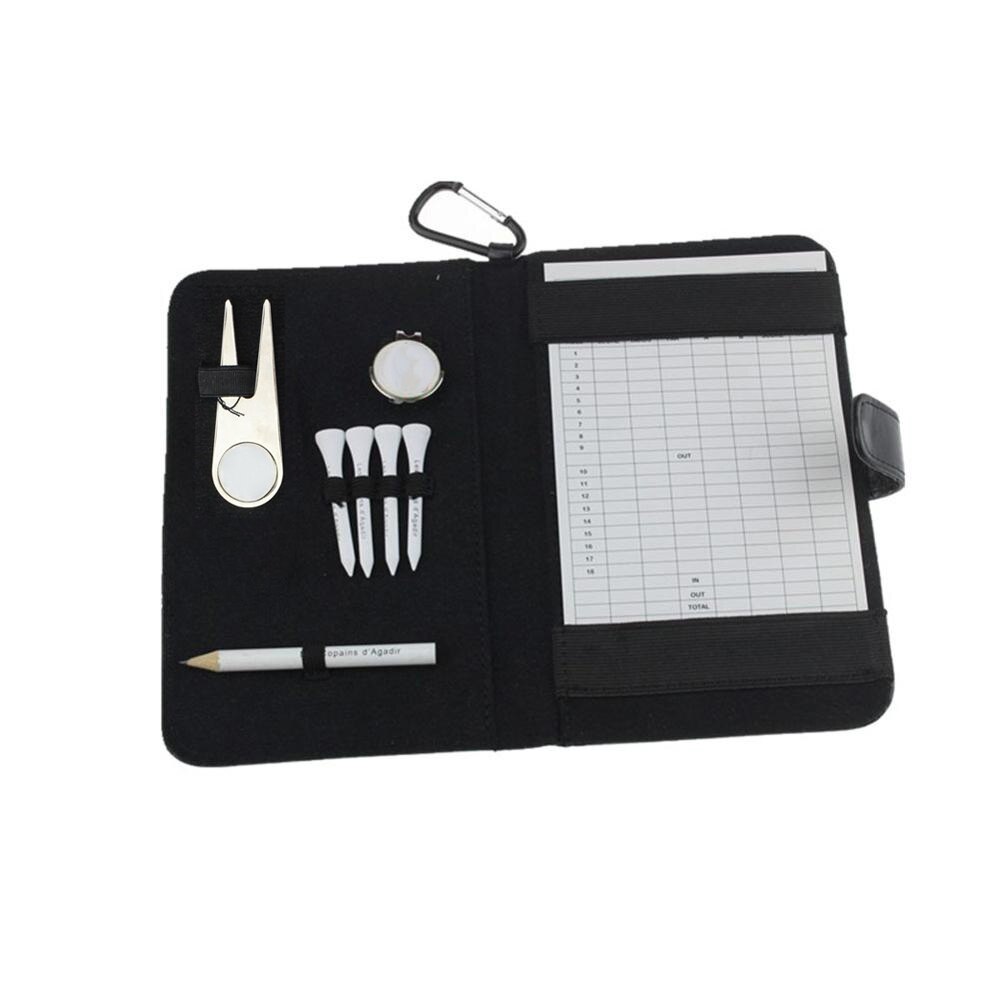 CRESTGOLF-portatarjetas de Golf, funda de PU con lápiz/Herramienta Divot/camisetas de Golf/Clip para sombrero