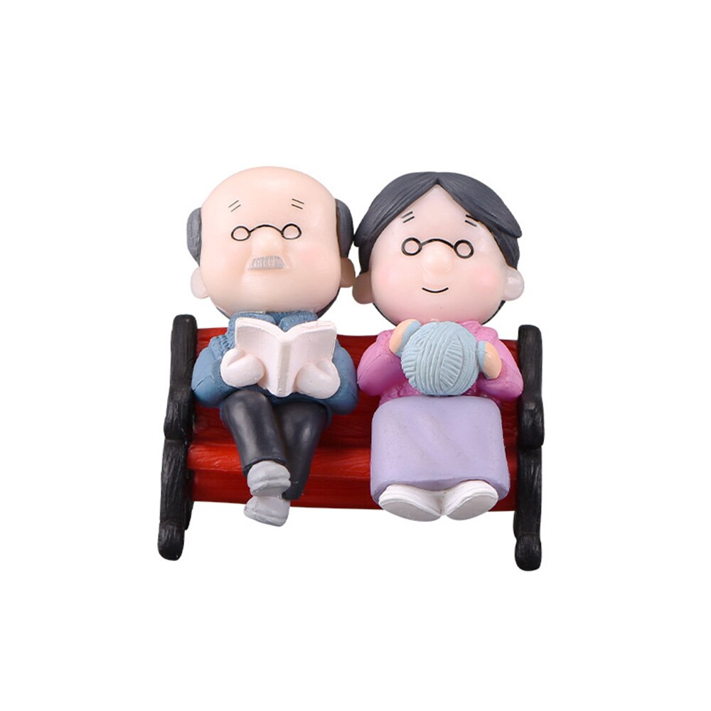 Figurines en forme de Terrarium de grand-père | Figurines mignonnes de Couple amoureux sur chaise, Figurines miniatures de grand-père, accessoires de jardin féerique: A2