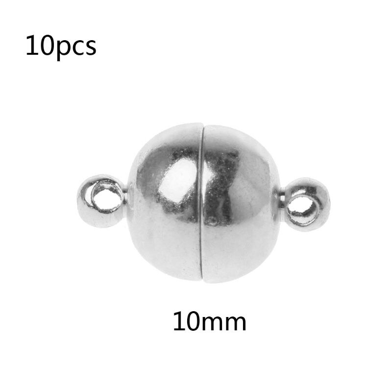 10 Pcs Rvs Ball Vorm Magnetische Sluiting Converter Voor Sieraden Maken Goud Zilver Wit: W-10