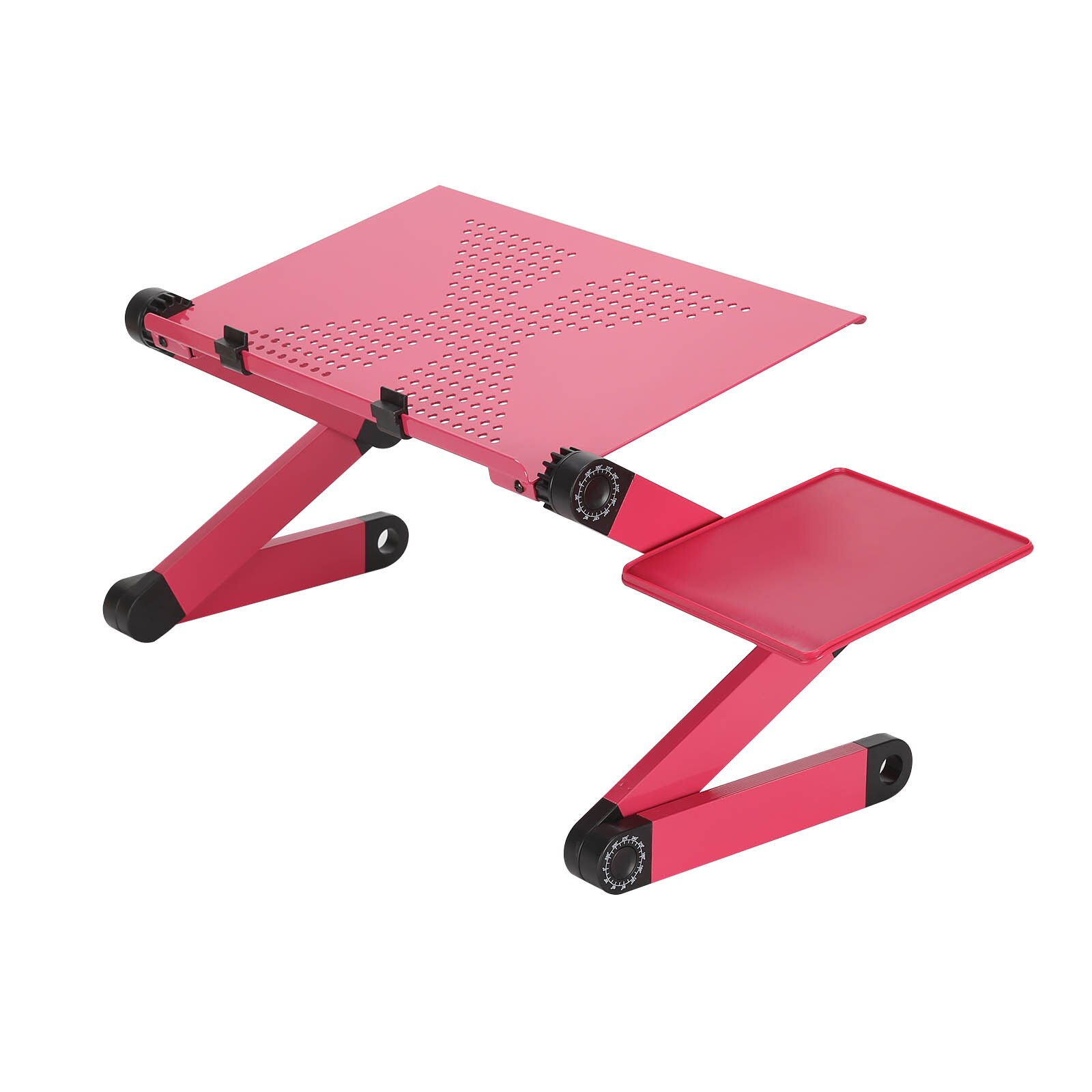 Adjustable Aluminum Laptop Desk Ergonomic Computer Desk Portable TV Bed Desk Tray: Red No Fan