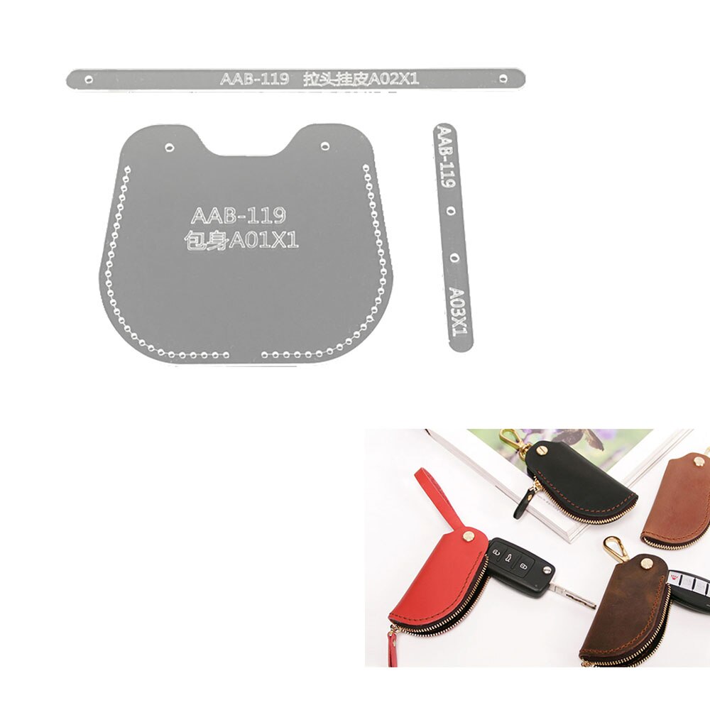 Car Key Sewing Pattern Acrylic Leather Template Leather Craft Stencil Template Tool DIY Set