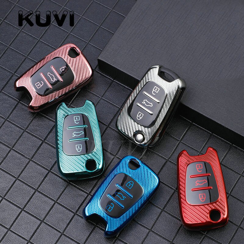 Tpu 3 Knop Autosleutel Case Cover Tas Voor Kia Rio K2 K3 K5 Ceed Cerato Sportage Soul Voor hyundai Verna I20 I30