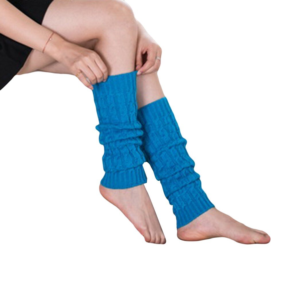 Women Winter Warm Leg Warmers Knitted Crochet Long Socks High Knee Socks Winter Warm Pashmina Cashmere Warm Legs Guantes #38: Blue 