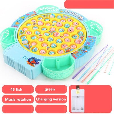 Kids Fishing Toys Electric Rotating Fishing Play Game Musical Fish Plate Set Magnetic Outdoor Sports Toys for Children: 12