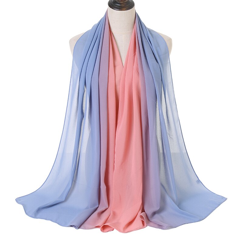 Laven Newest Gradient Bubble Chiffon Scarf Women Muslim Hijab Large Size Ombre Scarves Chiffon Shawl Female Islamic Bandana: 10