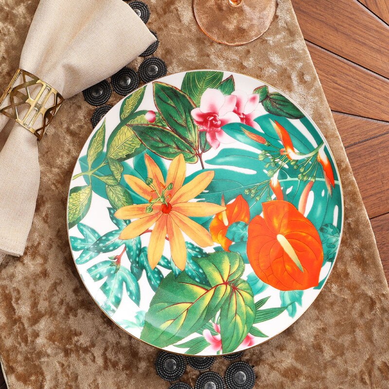 Platos de cerámica de la selva tropical, vajilla de superior, juego de platos para servir, cuencos decorativos para decoración del hogar, bandeja de baratijas