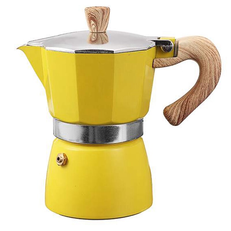 Aluminium italiensk moka espresso kaffemaskine filter komfur pot 3 kopper (gul): Default Title