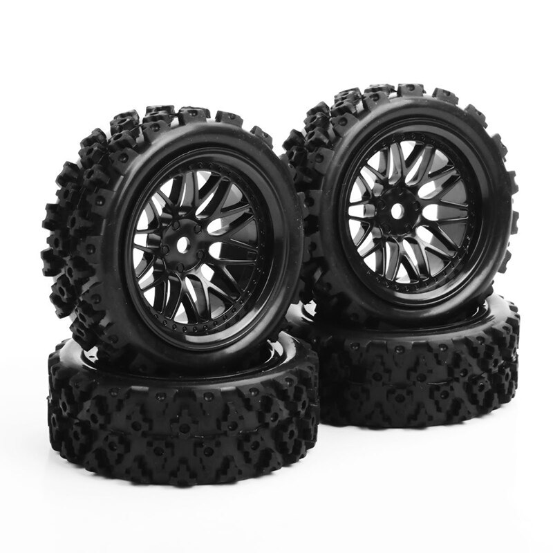4pcs/set 1:10 RC Rubber Tyre Rim Car Racing Off Road Tires PP0487+BBNK
