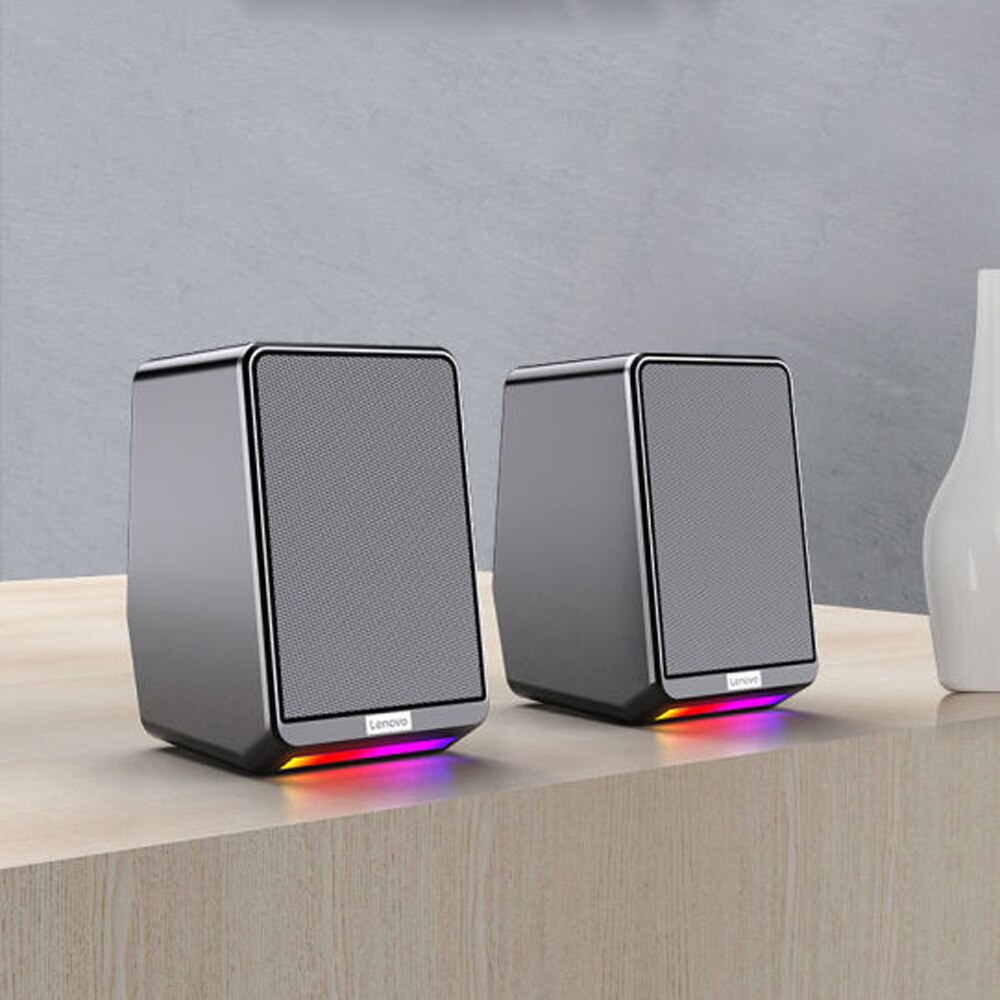 Lenovo Computer Desktop Speaker Set Portable Stereo RGB Luminous USB Wired Notebook Audio Speaker Computer Accessories