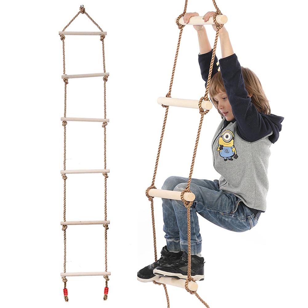 Échelle de corde en bois à plusieurs échelons, corde de sport sûre, balançoire, connecteur rotatif, outils, activité pour enfants, jeu d'escalade