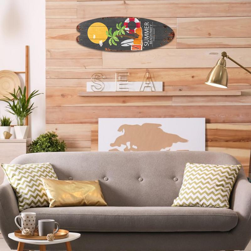 Letrero colgante de madera para tabla de surf, decoración de verano para exteriores, decoración de pared temática de verano, letreros de playa para el hogar, cafetería, Bar