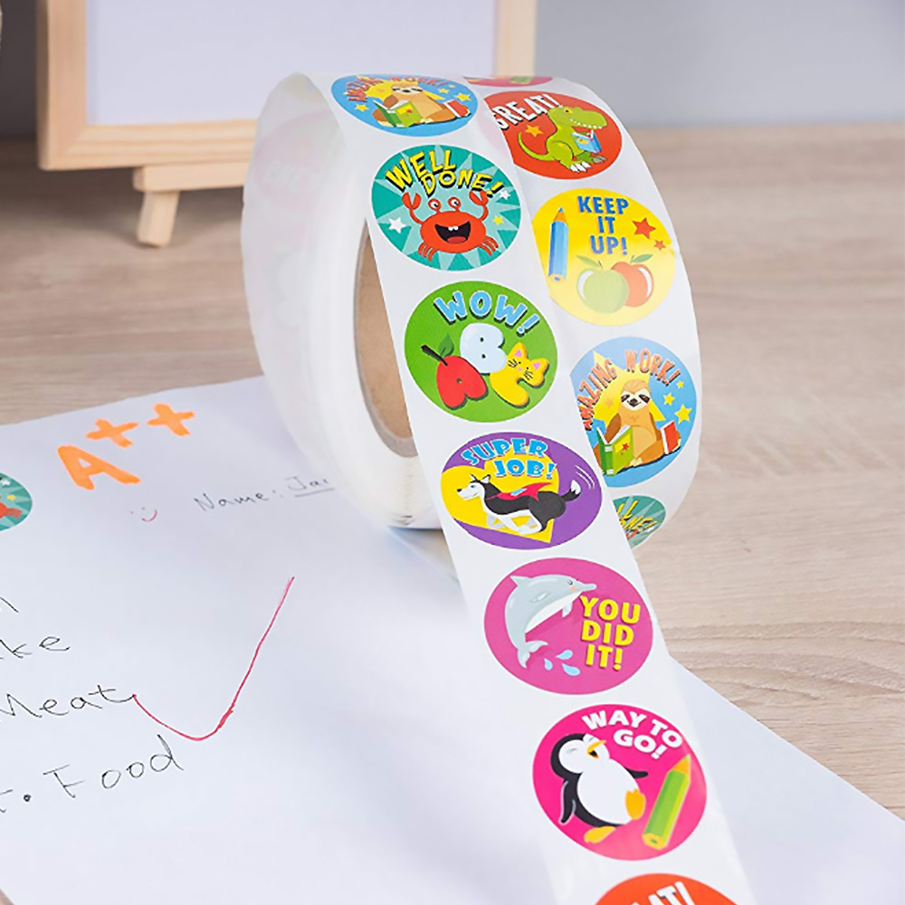 500pcs Reward Stickers Encouragement Sticker Roll for Kids Motivational Stickers with Cute Animals for Students Teachers