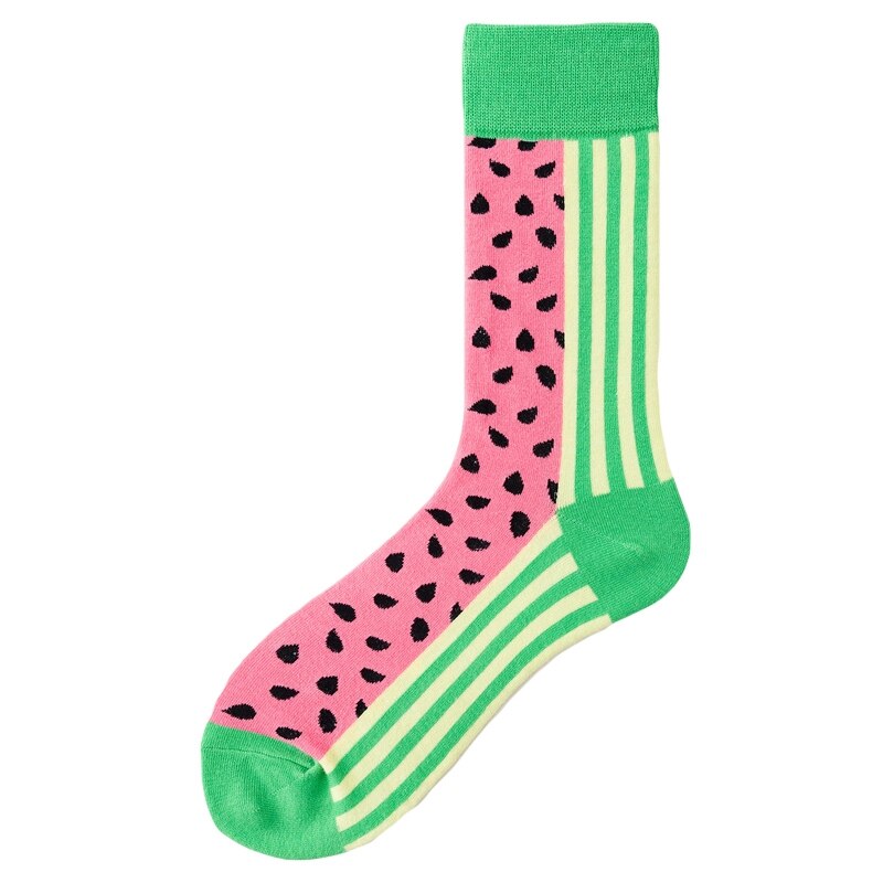 1 par Meias de Algodão Crew Socks Harajuku Streetwear Hip Hop Moda Novidade Funky Bonitos Dos Desenhos Animados Meias Esportivas Quentes: A watermelon