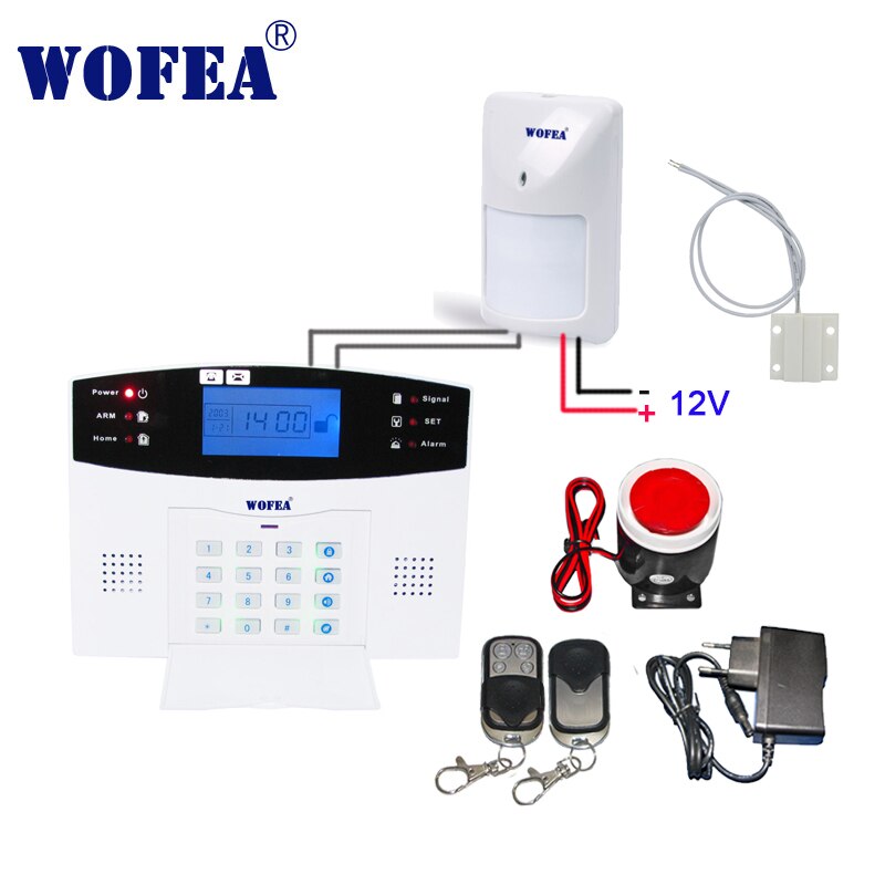 Wofea lcd display trådløs kablet bruglar gsm alarmsystem hjemmesikkerhed intercom wired type sensor