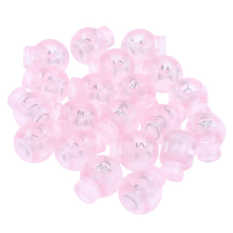 Extremos de bloqueo de cordón de 20 piezas, bola redonda colorida, Clip de palanca, cordón de zapato transparente escarchado, mochila de ropa piezas para mochilas: Pink