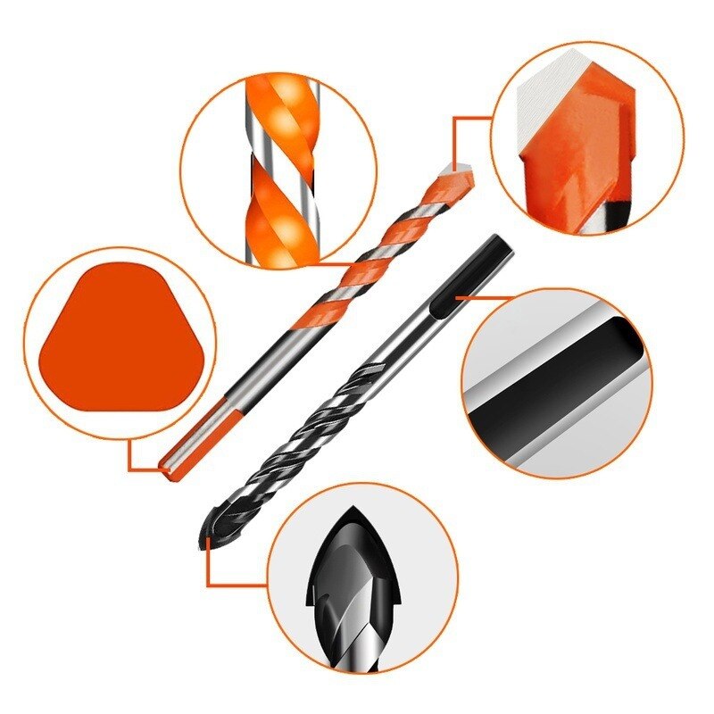1pc/5pcs Multifunctional Glass Drill Bit Triangle Diamond Drill Ceramic Tile Concrete Brick Wood Punching Hole Saw Metal Drill