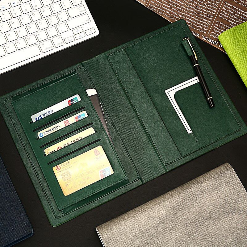 A5 Padfolio Clipboard Folder Card Holder Business Leather Organizer School Office Organizer 6 Ring Binder Manager Writing Pads