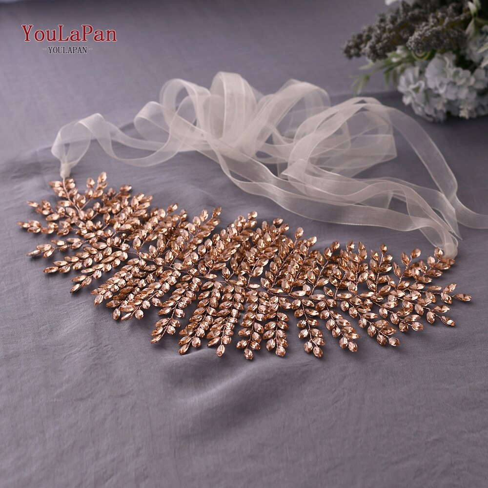 YouLaPan rose cristal bijoux ceinture pour robe formelle rouge brillant ceinture pour femmes ceinture de bal pour robe strass femmes ceinture SH238-P