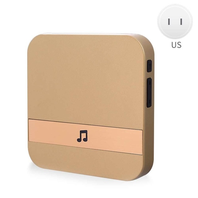 Smart doorbell Ding Dong machine Black Universal Wifi Doorbell Chime House Hardware Plug-In Chime Visitors Waterproof Voice Tip: Gold US Plug