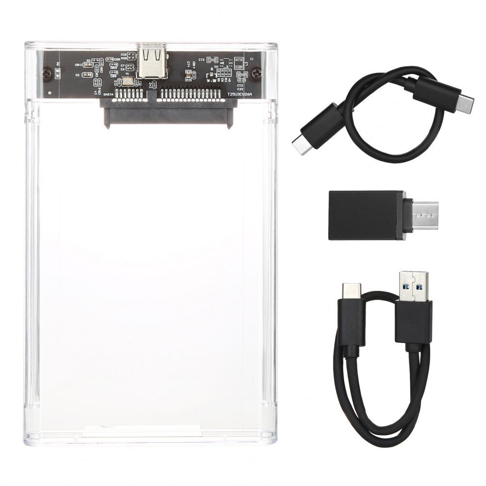 2.5 Inch Usb 3.1 Type-C Hoge Snelheid Transparante Mobiele Externe Harde Schijf Case