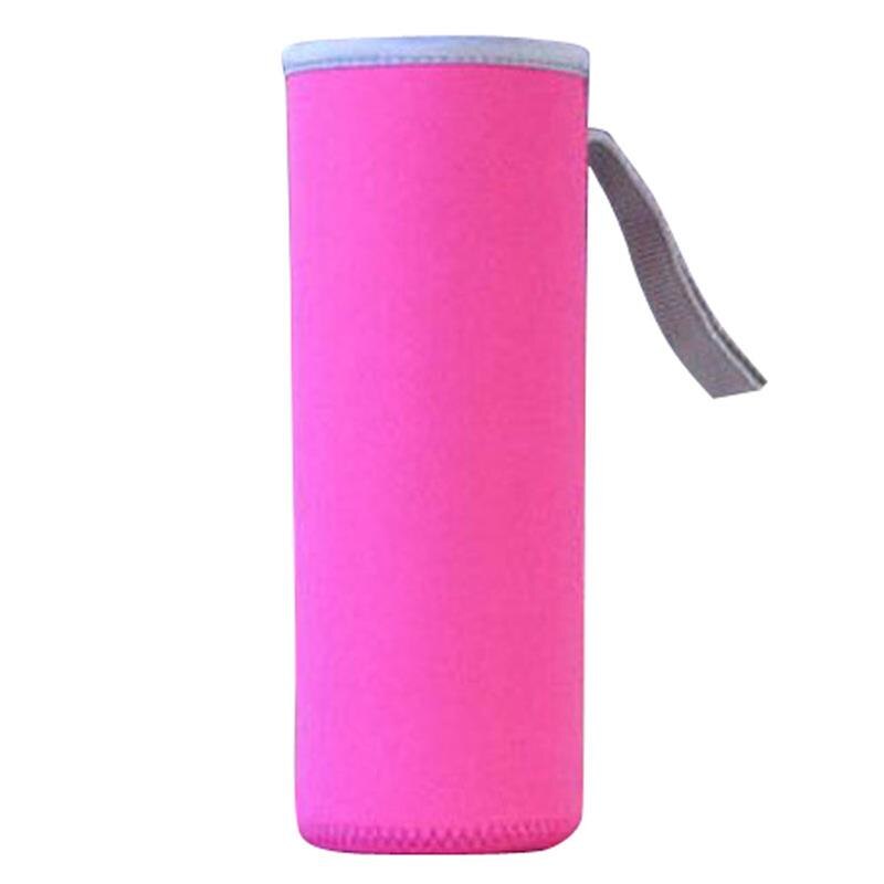 550ml urheilullinen vesipullon kansi neopreeni eriste hihalaukku laukku pussi kannettava tyhjiökuppisetti urheilu retkeilytarvikkeet: Ruusuinen 550ml