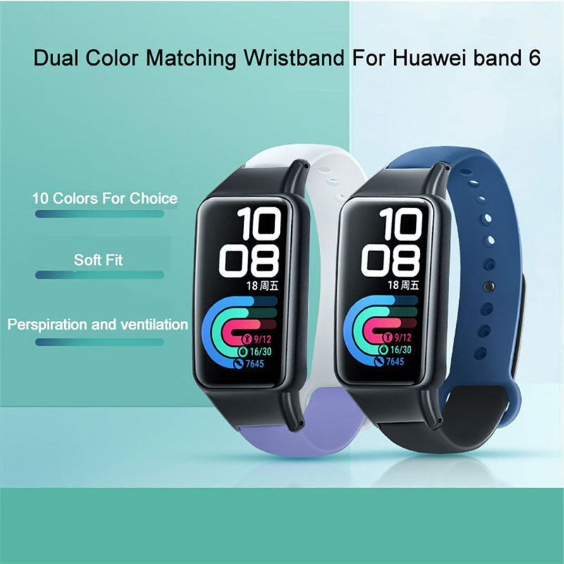 Dwukolorowe silikonowe paski do zegarków dla Huawei Honor band 6 inteligentne paski do zegarków wymiana bransoletki dla Huawei band 6 bransoletka zespół