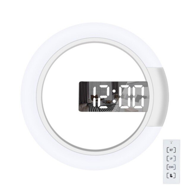 3d Led Digital Wall Clock Alarm Mirror Hollow Watch Table Clock 7 Colors Temperature Nightlight For Home Remote Control: Default Title