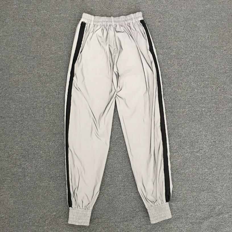 Parklees heren reflecterende cargo broek met patchwork zakken, mesh broek met zijrits, heren outdoor sport nachtzicht joggingbroek
