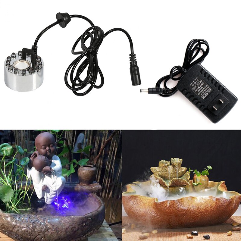 Nebulizador de niebla para acuario, fuente de agua, atomizador de estanque, humidificador de aire, manualidades, D35, 12 LED, 20mm,