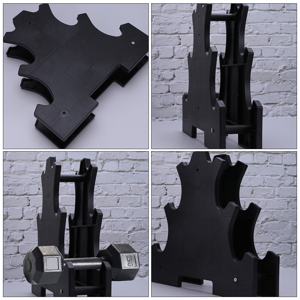 2pcs Hand Weights Rack Tower 3-Tier Dumbbell Holder for Home Gym (Black)