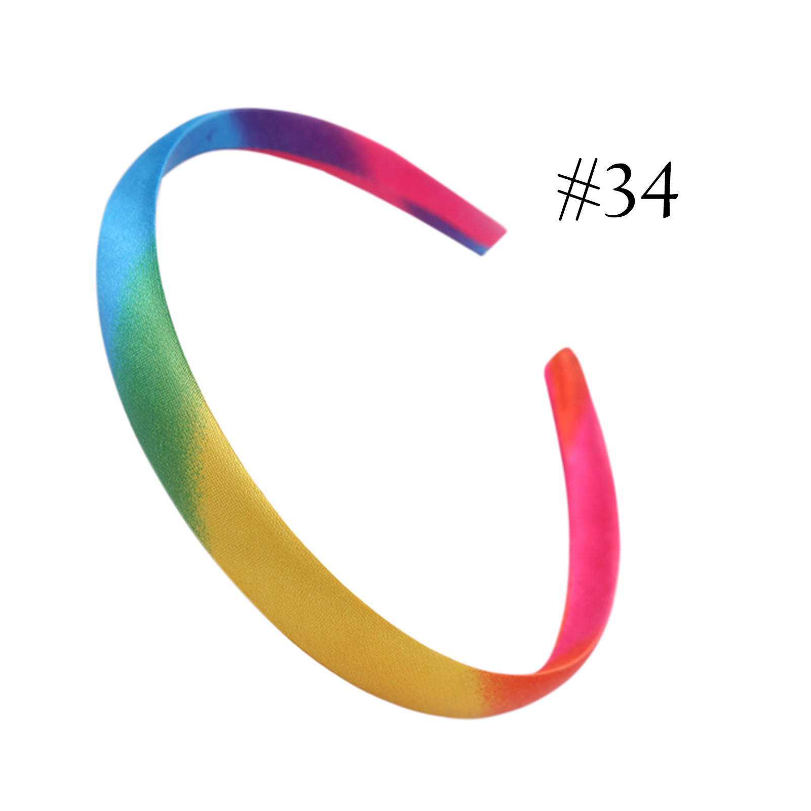 34 Stuks 0.6Inch Breed Satijn Bedekte Meisjes Hoofdbanden Diy Ambachtelijke Lint Hoofdbanden Voor Meisjes Vrouwen Regenboog Haaraccessoires