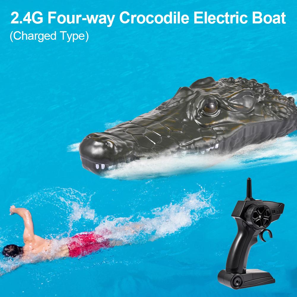 2.4Ghz elektrikli RC tekne RTR oyuncak ilginç timsah kafası oyuncak araç genç Model oyuncaklar gemi parklar için havuzları