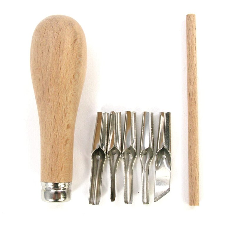 ! Lino Block Cutting Rubber Stamp Carving Tools With 5 Blade Wood Handle Printmaking Carving Tools Set