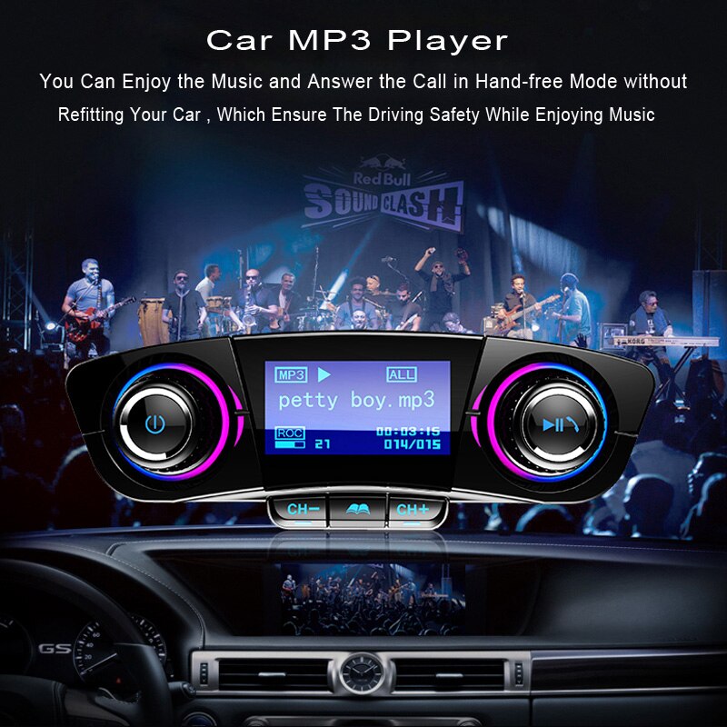 Vention Car Charger - Bluetooth 5.0 FM Transmitter - Dual USB Ports - QC 3.0 Fast Charging