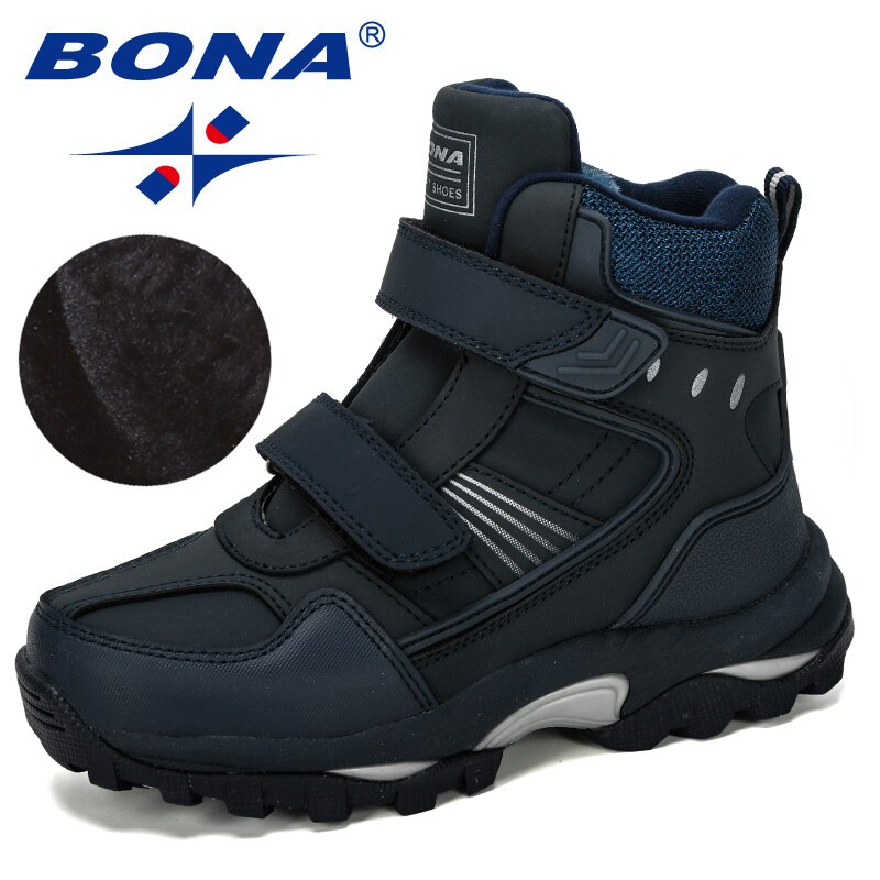 BONA Popular Children Snow Boots Warm Winter Boots Plush Kids Sneakers Boys Cow Split Boots Trendy