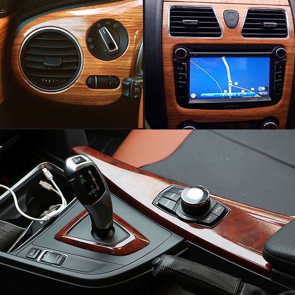 60cmx500cm Glossy Wood Grain Car Wrap Vinyl Film DIY Wood Grain Textured Furniture Decal Waterproof Self-adhesive Car Sticker