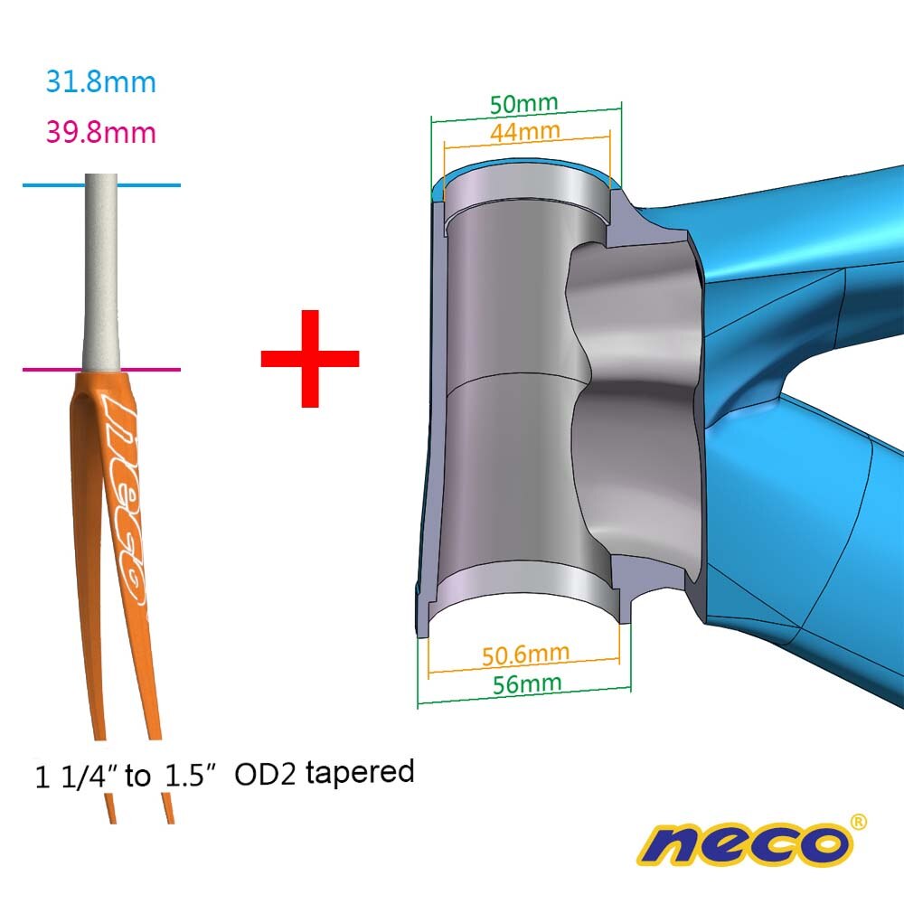 Neco bike headset for giant atx xtc od2 44 50.6 mm mtb bike mountain bearing headset straight tapered fork 28.6 31.8 38.1 33: 28.6-39.8 tapered