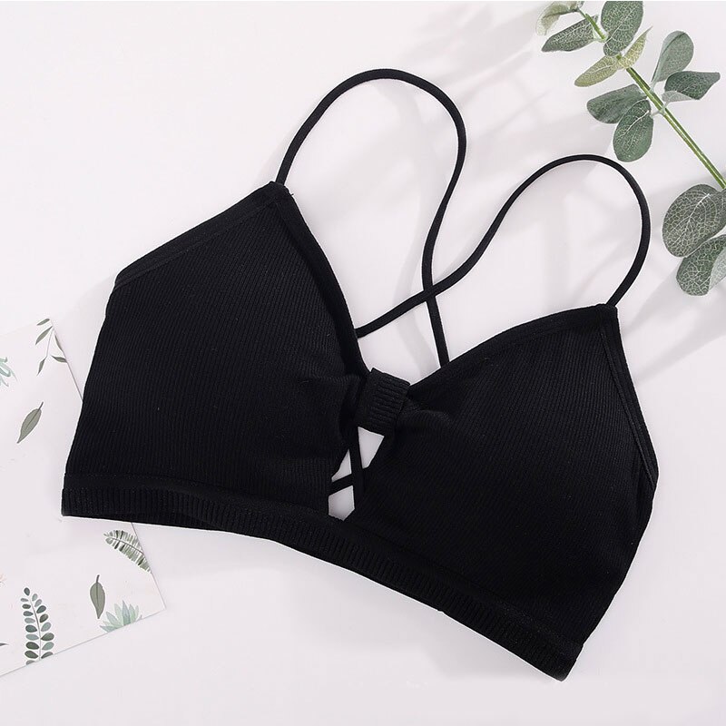 Underwear Solid Colod Bustier Bralette Push Up Strapy Lingerie Bra Hollow Our Padded Bra Crop Tops: 2