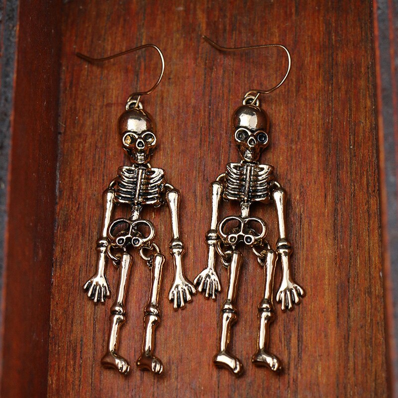 Halloween Oorbellen Schedel Skelet Ear Festival Thema Lichtmetalen Dark Punk Oor Sieraden Cadeau Voor Meisjes 1.8*7.2cm H9