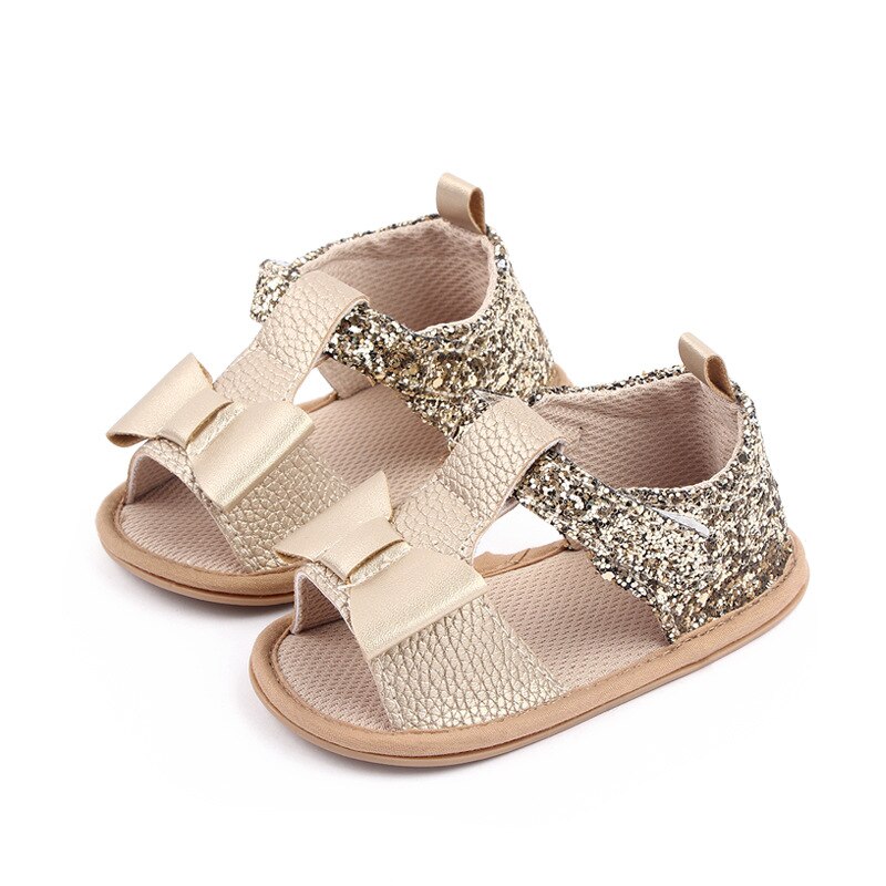 Neugeborenen Baby Mädchen Sommer Schuhe Sandalen Erste Wanderer Neugeborenen Schuhe Gummi Sohle Sandalen Kleinkind Schuhe: Gold / 13-18 Monate