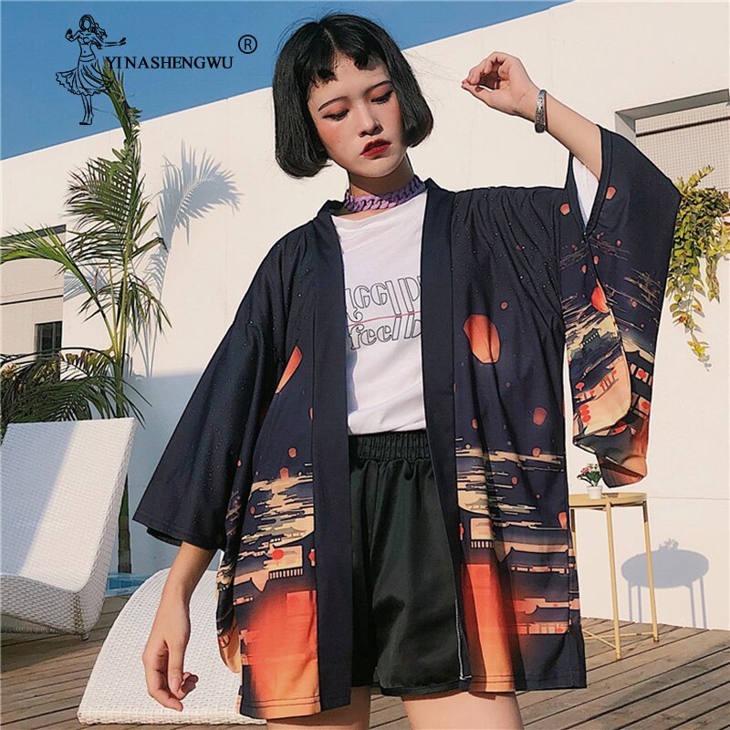 Japanese Kimono Traditional Cardigan Casual Yukata Women Japan Kimono Cosplay Costume Asia Vintage Print Blouses Couple Shirts