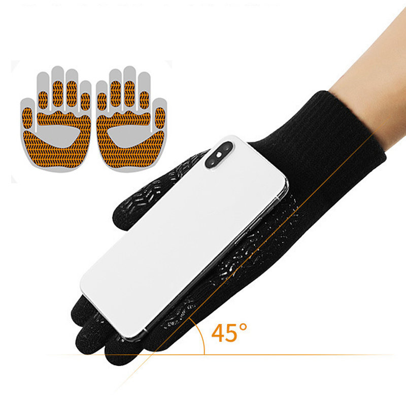 Guantes de punto antideslizantes para hombre, manoplas masculinas de goma antideslizantes de dedo completo para conducción, negocios y ciclismo, con pantalla táctil, para invierno y otoño