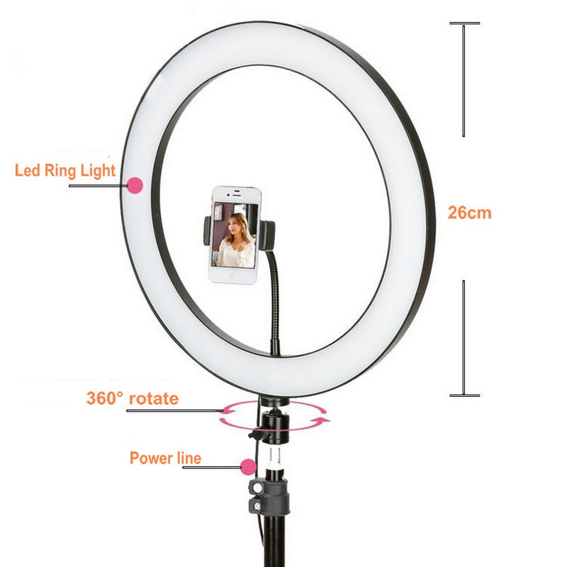 Joytop Led Selfie Ring Licht Usb Interface Dimbare Telefoon Fotografie Video Licht Met Telefoon Clip Makeup Video Studio Lamp