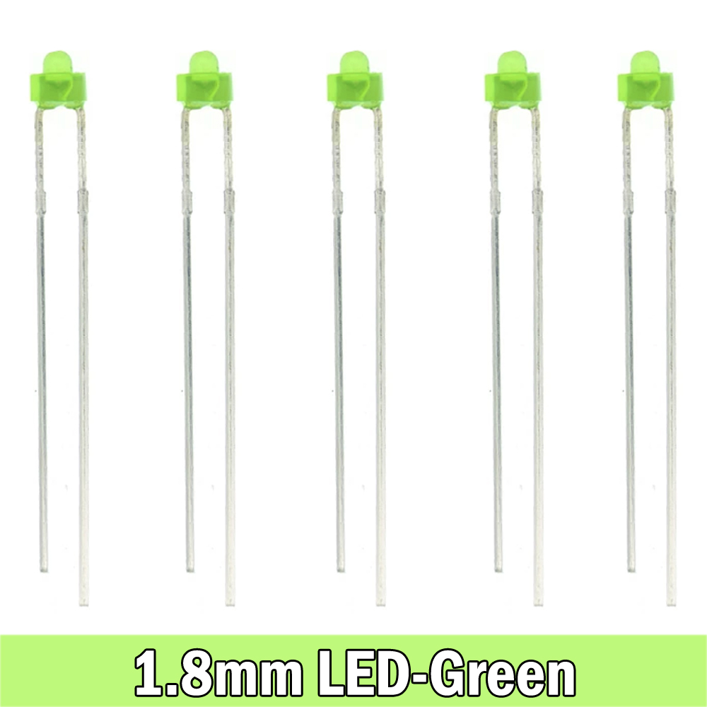 100 unids/lote 1,8mm diodo de luz LED difuso surtido Kit verde azul blanco amarillo rojo COMPONENTE DIY Original: Verde