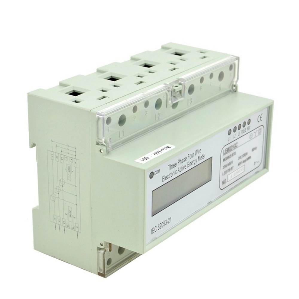 Din Rail Three Phase Energy Meter Portable Digital LCD With Modbus RTU 20(120)A 230/400V