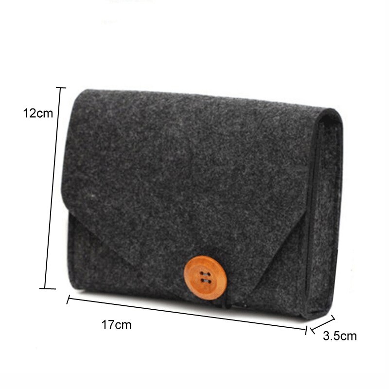 Wool Fiber Power Bank Storage Bag Mini Sofe Felt Pouch For Data Cable Mouse Travel Organizer Electronic Gadget Organizador Bag